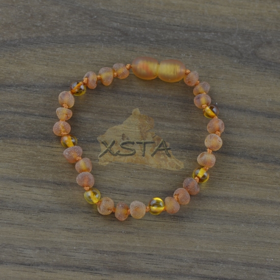 Teething bracelet with raw polished beads